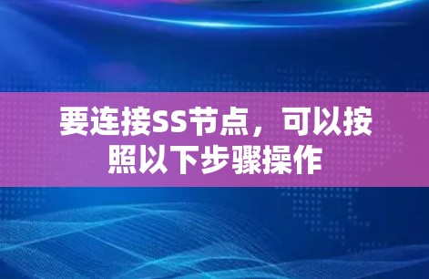 要连接SS节点，可以按照以下步骤操作